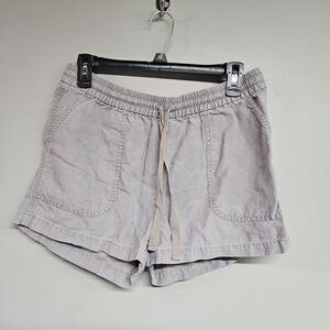 High Waist Gray Women's  Small Linen Shorts Point Sur Elastic Waist
